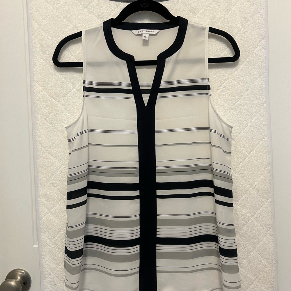 Calvin Klein Women's Black and White Striped Top